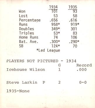 1974 TCMA 1934-35 Detroit Tigers AL Champions #NNO Elden Auker / Firpo Marberry / Tommy Bridges / Schoolboy Rowe Back