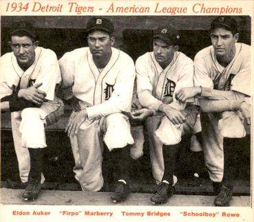 1974 TCMA 1934-35 Detroit Tigers AL Champions #NNO Elden Auker / Firpo Marberry / Tommy Bridges / Schoolboy Rowe Front