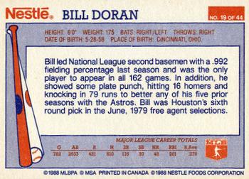 1988 Nestle Dream Team #19 Bill Doran Back