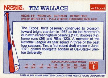 1988 Nestle Dream Team #23 Tim Wallach Back