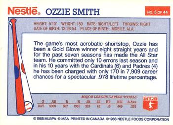 1988 Nestle Dream Team #5 Ozzie Smith Back