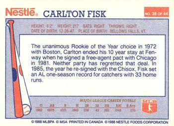 1988 Nestle Dream Team #38 Carlton Fisk Back
