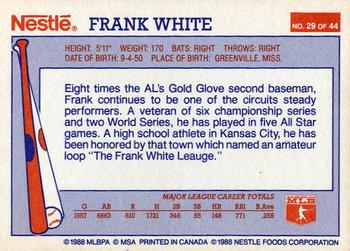 1988 Nestle Dream Team #29 Frank White Back