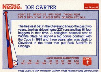 1988 Nestle Dream Team #36 Joe Carter Back