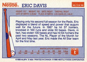 1988 Nestle Dream Team #3 Eric Davis Back