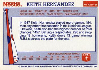 1988 Nestle Dream Team #42 Keith Hernandez Back