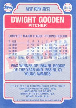 1988 Topps Bazooka #8 Dwight Gooden Back