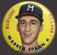 1956 Topps Pins #NNO Warren Spahn Front