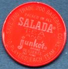 1962 Salada/Junket Coins #136 Ron Santo Back