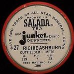 1963 Salada/Junket Coins #27 Richie Ashburn Back