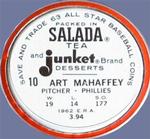 1963 Salada/Junket Coins #10 Art Mahaffey Back