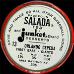 1963 Salada/Junket Coins #13 Orlando Cepeda Back