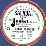 1963 Salada/Junket Coins #29 Frank Robinson Back