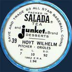 1963 Salada/Junket Coins #39 Hoyt Wilhelm Back