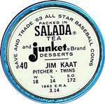1963 Salada/Junket Coins #40 Jim Kaat Back