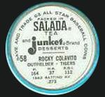1963 Salada/Junket Coins #58 Rocky Colavito Back