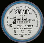 1963 Salada/Junket Coins #62 Yogi Berra Back