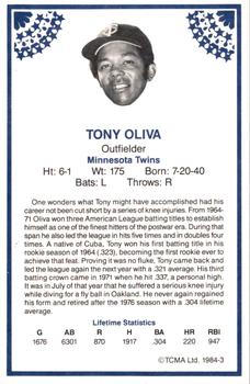 1984 TCMA Greats #3 Tony Oliva Back