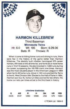 1984 TCMA Greats #6 Harmon Killebrew Back