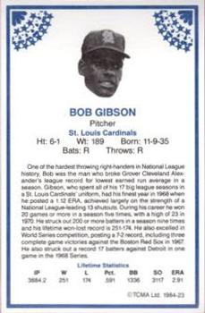 1984 TCMA Greats #23 Bob Gibson Back