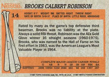 1987 Topps Nestle All Time Dream Team #14 Brooks Robinson Back