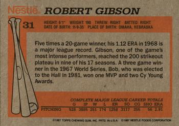 1987 Topps Nestle All Time Dream Team #31 Bob Gibson Back