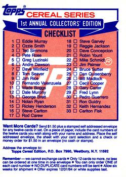 1984 Topps Ralston Purina #NNO Header Card / Checklist Back
