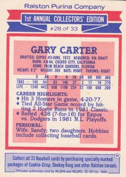 1984 Topps Ralston Purina #28 Gary Carter Back