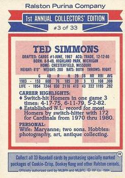 1984 Topps Ralston Purina #3 Ted Simmons Back