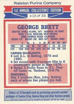 1984 Topps Ralston Purina #13 George Brett Back