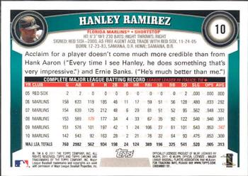 2011 Topps Chrome #10 Hanley Ramirez Back