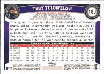 2011 Topps Chrome #160 Troy Tulowitzki Back