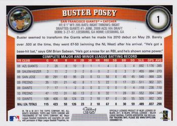 2011 Topps Chrome #1 Buster Posey Back