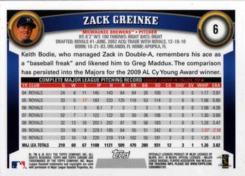 2011 Topps Chrome #6 Zack Greinke Back