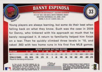 2011 Topps Chrome #33 Danny Espinosa Back