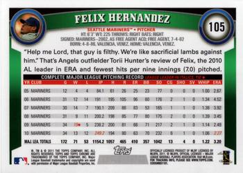2011 Topps Chrome #105 Felix Hernandez Back