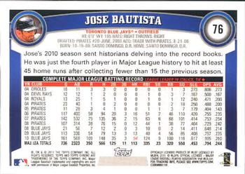 2011 Topps Chrome #76 Jose Bautista Back