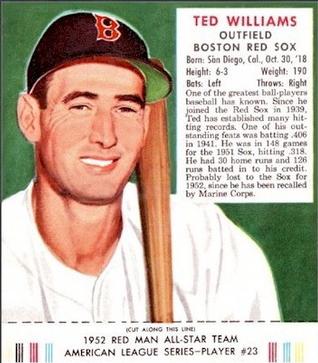 1952 Red Man #AL23 Ted Williams Front