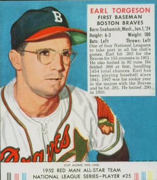 1952 Red Man #NL25 Earl Torgeson Front