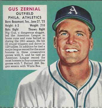 1952 Red Man #AL26 Gus Zernial Front