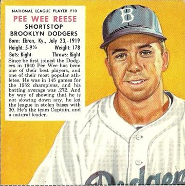 1953 Red Man #NL10 Pee Wee Reese Front