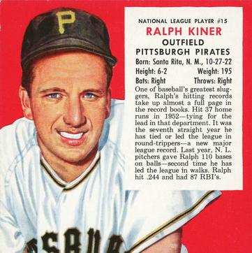1953 Red Man #NL15 Ralph Kiner Front