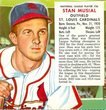 1953 Red Man #NL26 Stan Musial Front