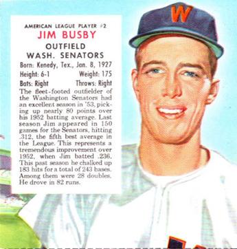 1954 Red Man #AL2 Jim Busby Front