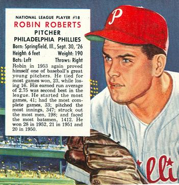 1954 Red Man #NL18 Robin Roberts Front