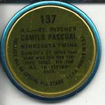 1964 Topps - Coins #137 Camilo Pascual Back