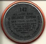 1964 Topps - Coins #142 Orlando Cepeda Back