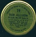 1964 Topps - Coins #19 Bob Allison Back
