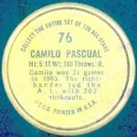 1964 Topps - Coins #76 Camilo Pascual Back