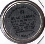 1964 Topps - Coins #81 Duke Carmel Back